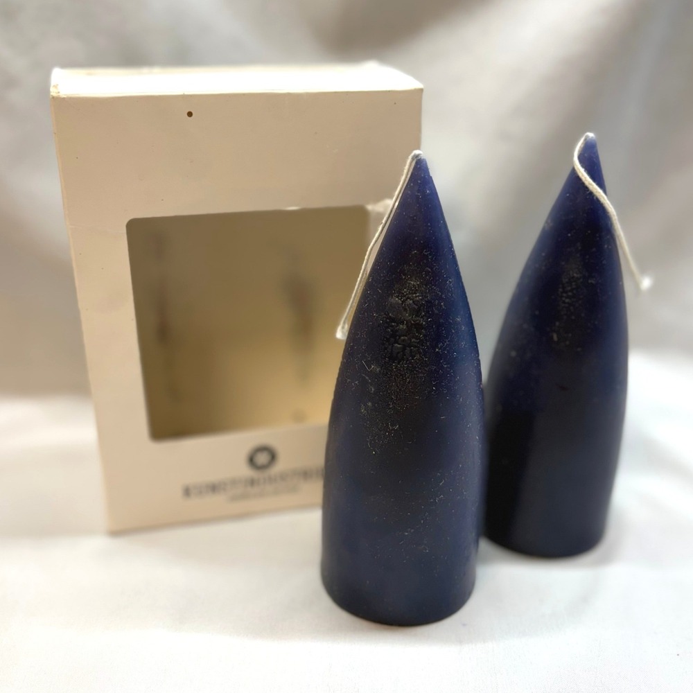 Kunstindustrien Cone Candles Unisex OS Navy Blue Good Hand Dipped Stubby 2pk
